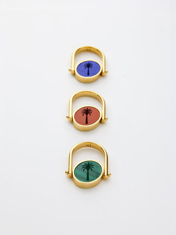 Si-gnet Rings Gold with Palm