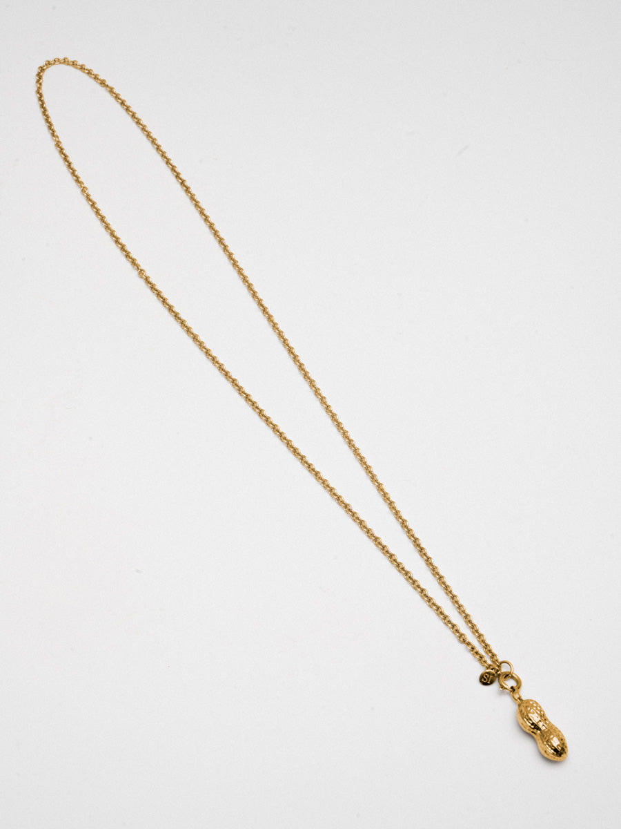 PEANUT PENDANT XL GOLD WITH LONG CHAIN
