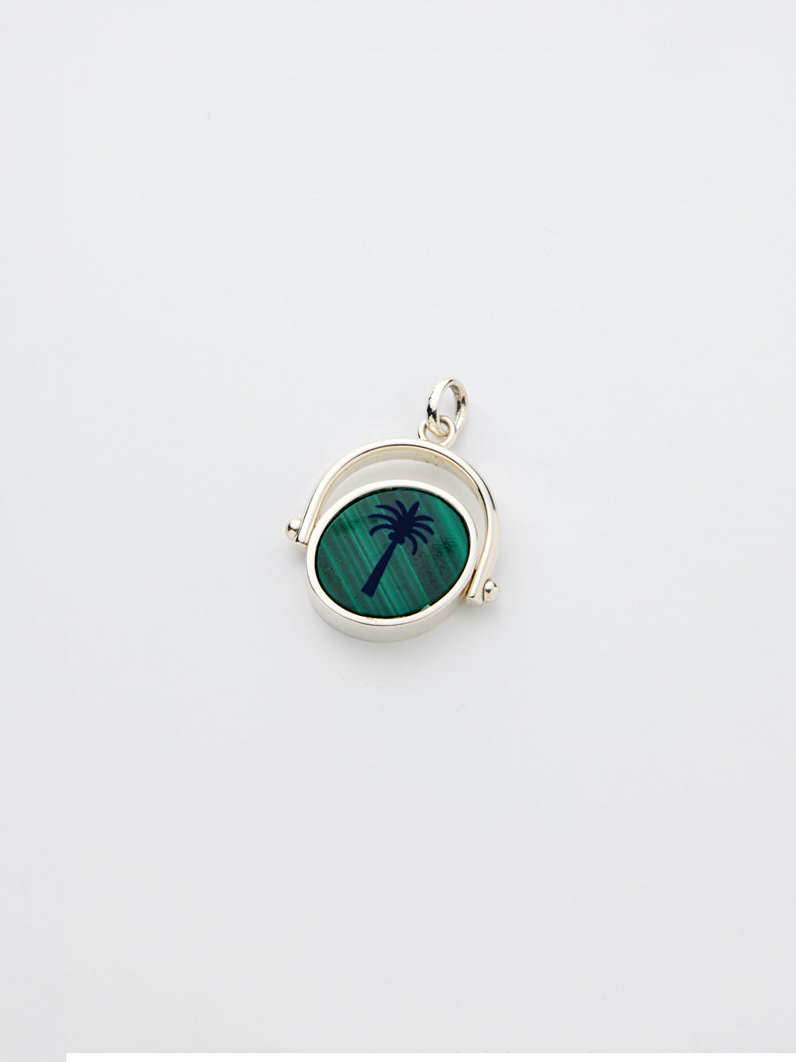 Si-gnet Pendant Silver w. Malachite + Palm