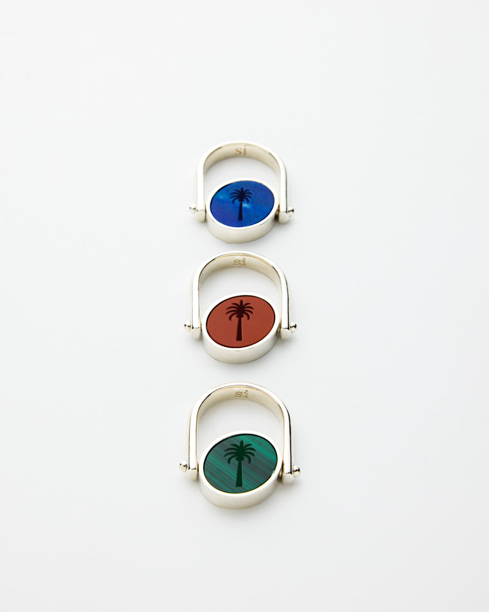Si-gnet Ring Silver w. Lapis + Palm