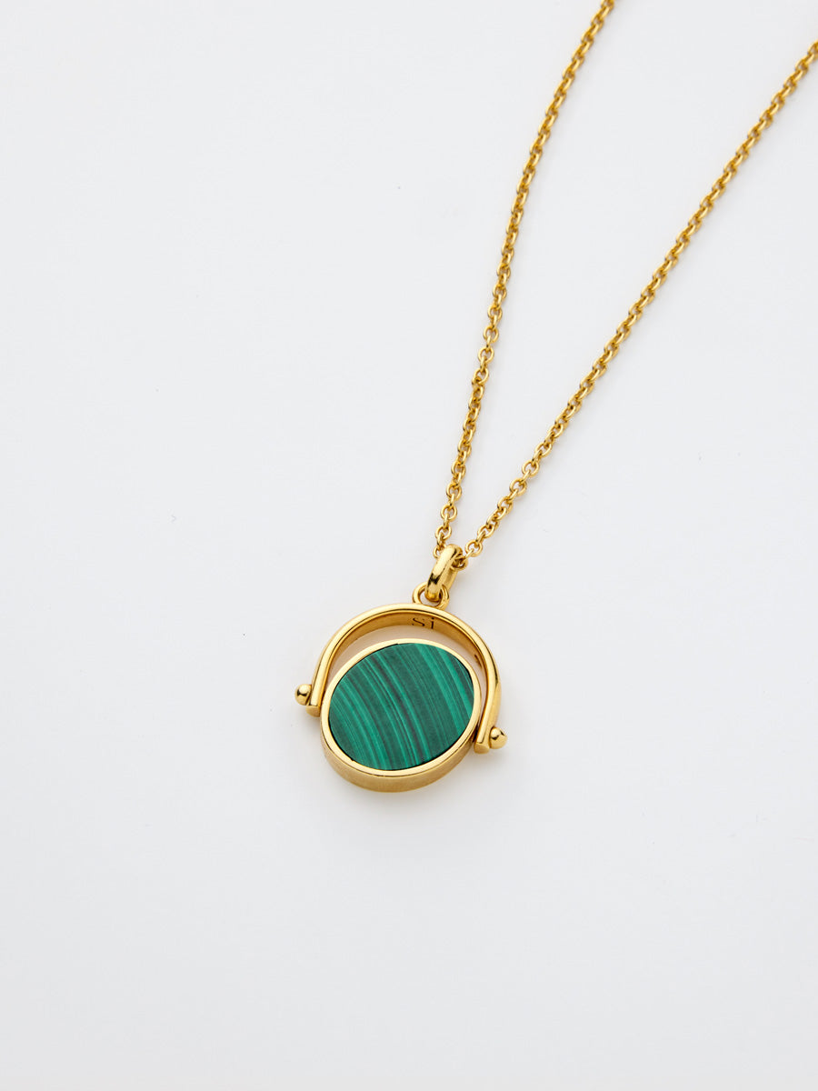 Si-gnet Pendant Gold Malachite with chain