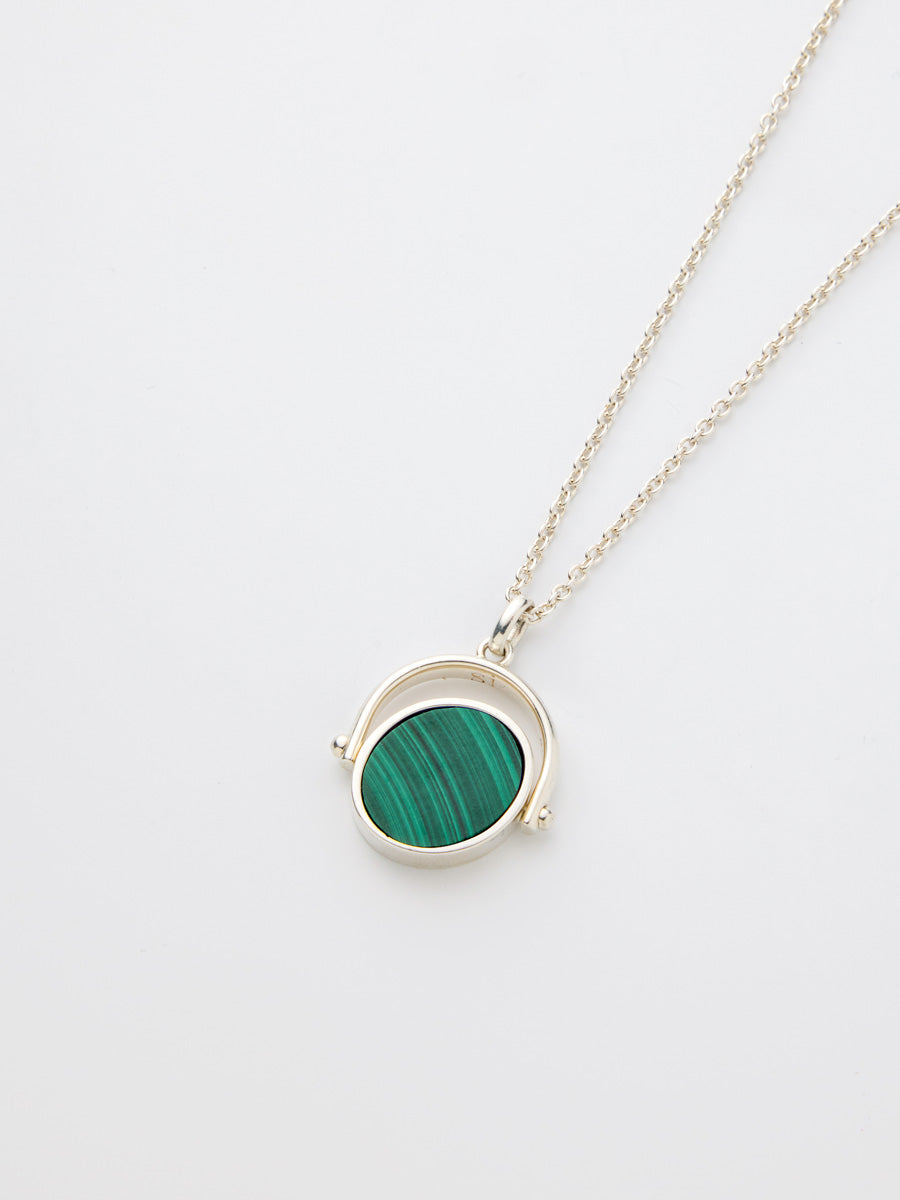 Si-gnet Pendant Silver, Malachite with chain