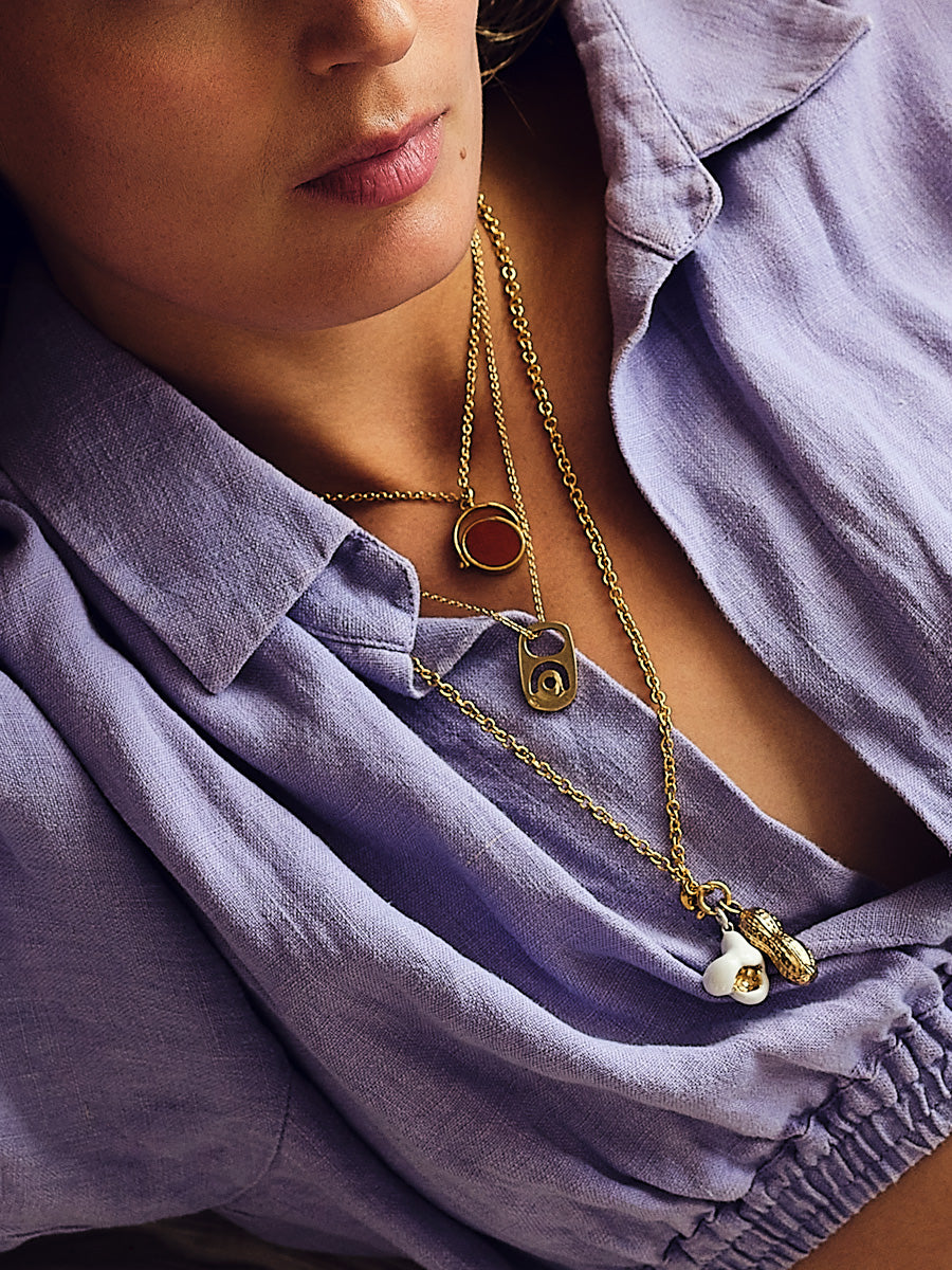 Si-gnet Pendant Gold w. Jasper