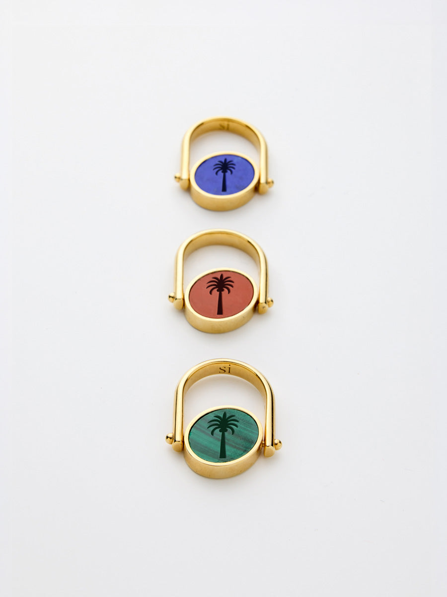 Si-gnet Ring Gold w. Japser + Palm