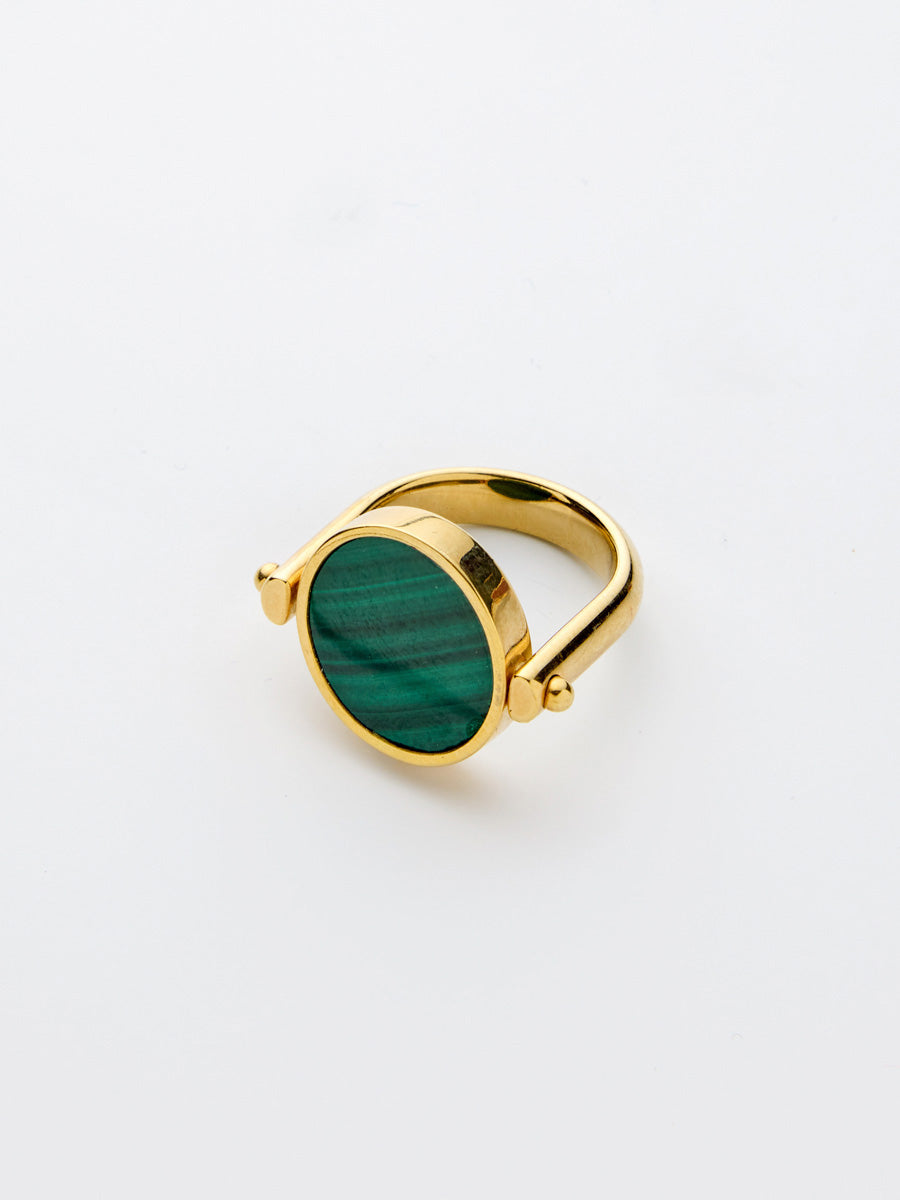 Si-gnet Ring Gold w. Malachite