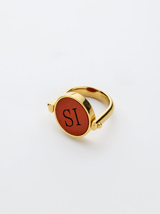 Si-gnet Ring Gold w. Jasper